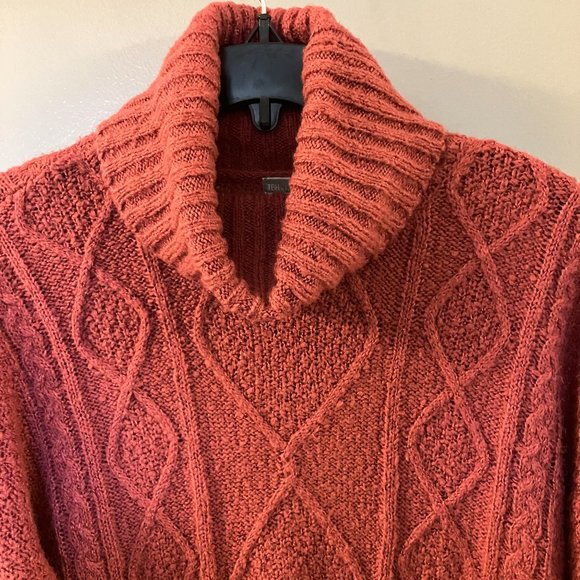 Womens TBH Rose colored  Cable Knit Turtleneck Fuzzy Sweater - Size Small - Picture 5 of 6